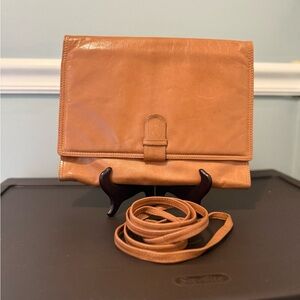 VNT BOTTEGA VENETA BROWN LEATHER ENVELOPE CLUCH SHOULDER BAG PURSE HANDBAG EUC